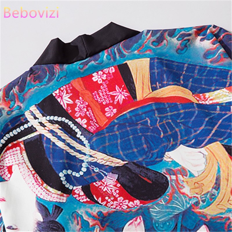 M-XXL Fashion UKIYOE Summer Loose Japanese Samurai Streetwear Cardigan Women Men Harajuku Haori Kimono Cosplay Yukata