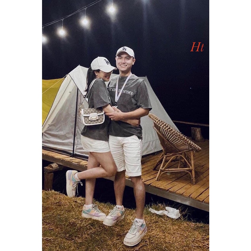 Áo Thun Lỡ Loang One Kiss ❤ Áo Phông Loang Xám Ngắn Tay Nam Nữ MND185