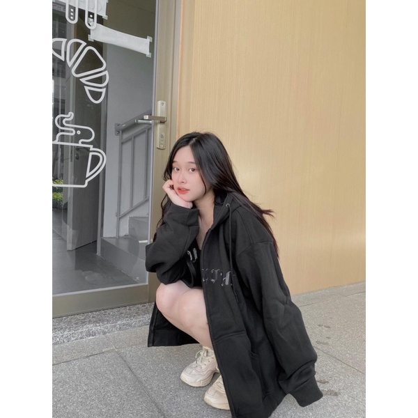 áo nỉ khóa hoodie chữ vòng đẹp mũ 2 lớp cực hot in chữ siêu hot hàng mặc mát thoải mái dáng rộng unisex