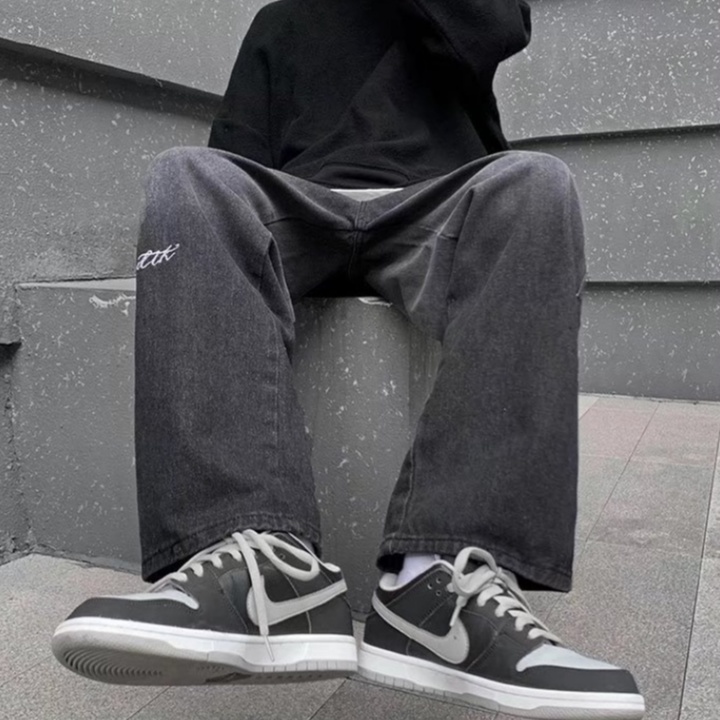 Quần jean baggy ống rộng loang màu quần jean nam phong cách Hàn Quốc quần bò nam cơ bản dễ phối đồ dành quần jean ống rộng