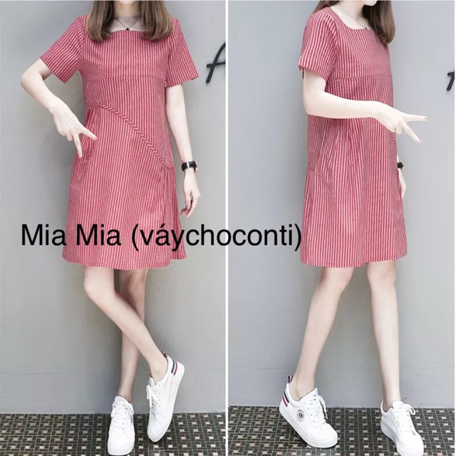 Váy suông đỏ có khoá cho ti