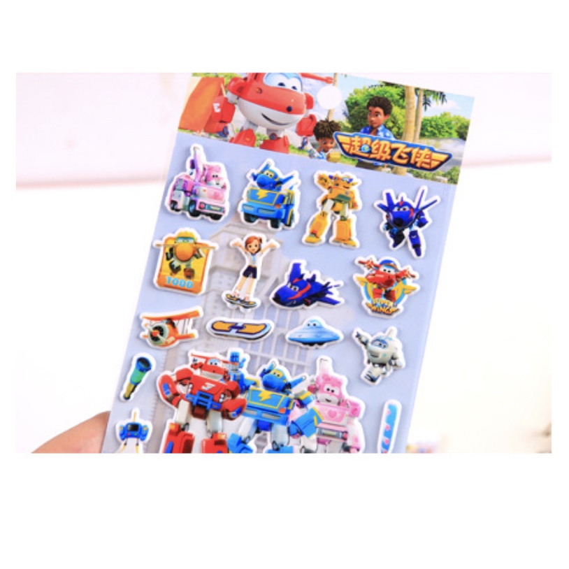 Sticker 3D chống thấm SUPER WINGS dán cho bé đồ chơi dán giải trí nhân vật yêu thích
