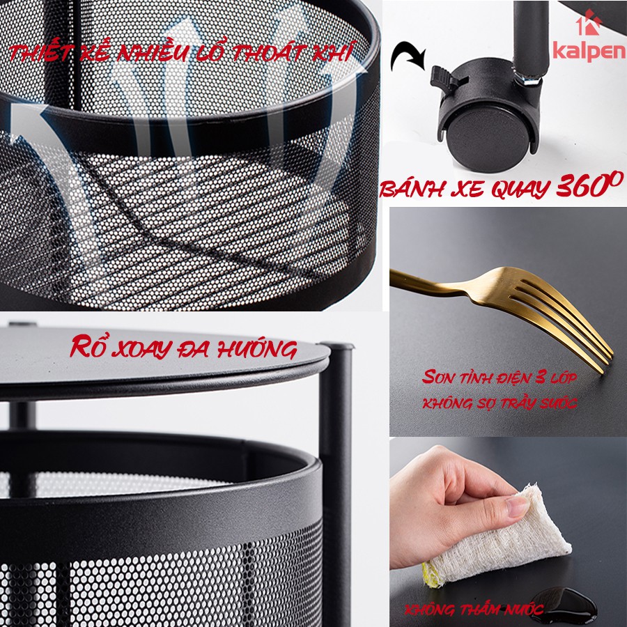 Kệ vuông và kệ tròn 5 tầng Thông Minh Đa Năng Có Bánh Xe Nhiều Tầng Kalpen Xoay Được 360 Độ  5 Tầng Chính Hãng