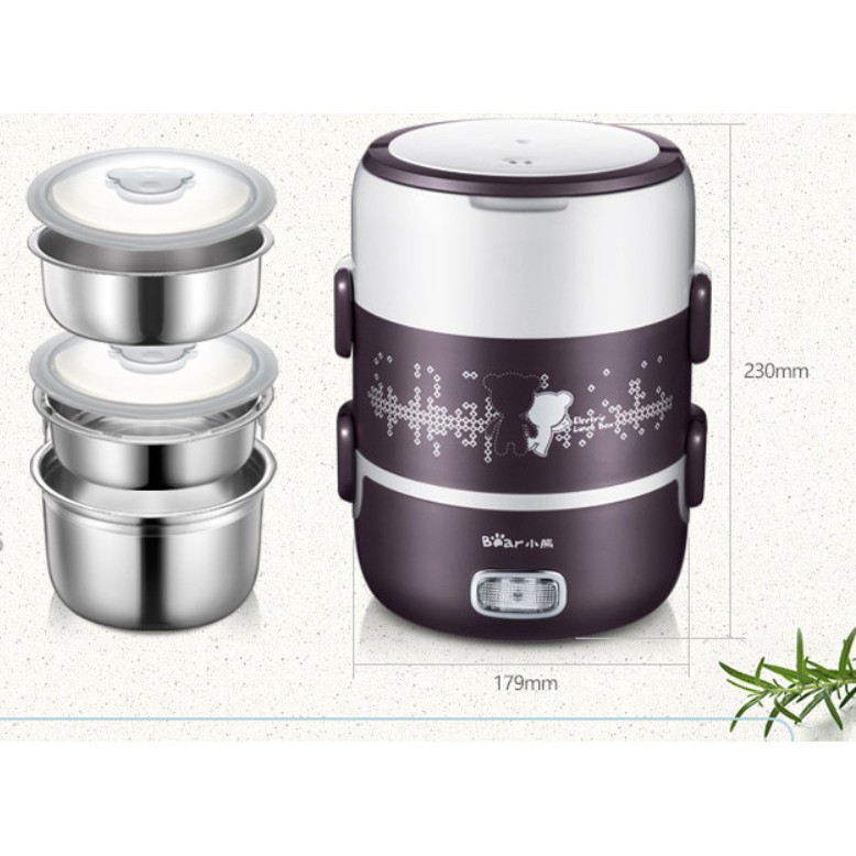 Hộp cơm cắm điện Bear DFH-S2358, dung tích 2.0L, sử dụng nấu, hâm nóng, giữ nhiệt cho thức ăn