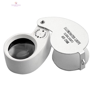 Kính lúp phóng đại 40x 25mm có 2 đèn led