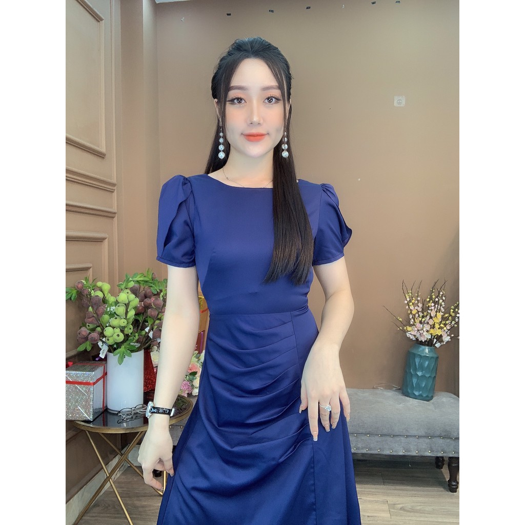 Monoco- 	Váy cổ tròn tay bồng eo rút nhún-8785 | BigBuy360 - bigbuy360.vn