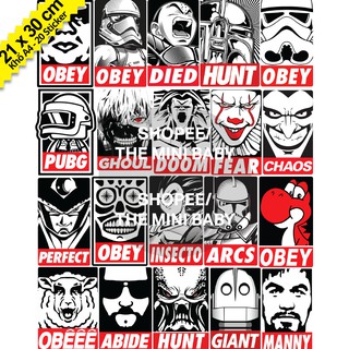 Sticker Dán Hoạt Hình Hình Dán Điện Thoại - Khổ A4 Chống Thấm Nước