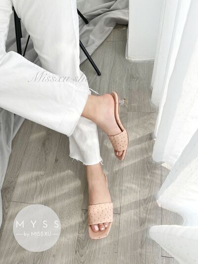 Giày guốc nữ quai ngang giả da đà điểu gót trong 3cm thời trang MYSS - SU107