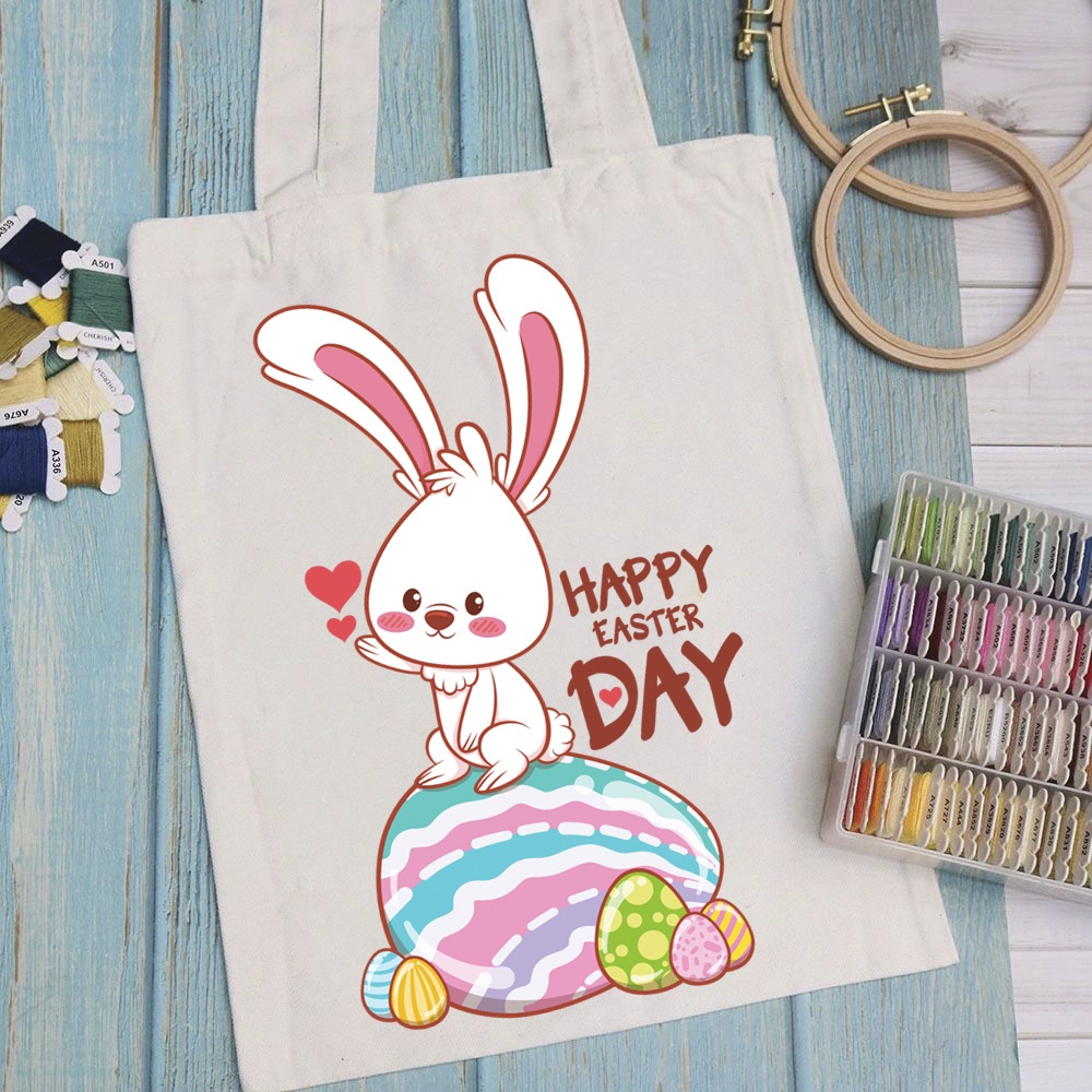 Túi vải túi Tote RABBIT - Mẫu 6 vải canvas dày đẹp cho nữ có khóa miệng đi học đi chơi. In hình theo yêu cầu