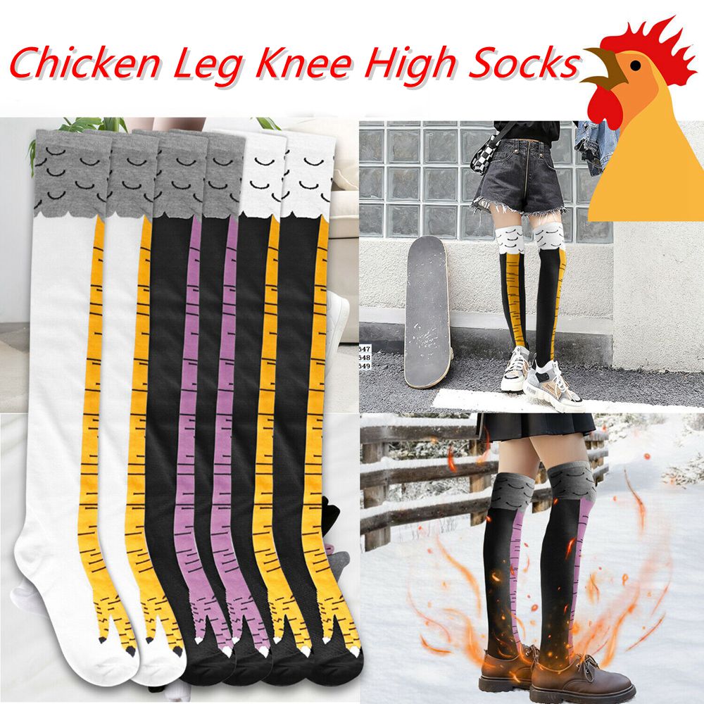 Vớ Cổ Cao Họa Tiết Chú Gà Hoạt Hình 3D Dễ Thương Thời Trang Mùa Đông Cho Nữ
