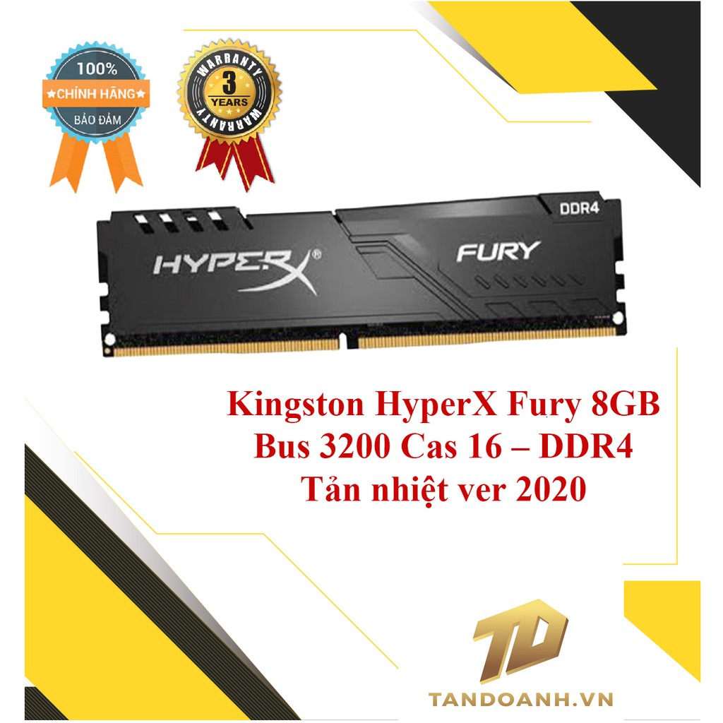 Ram máy tính King Ston HyperX Fury 8GB Bus 3000 Cas 16 – DDR4 - Tản nhiệt phiên bản 2020