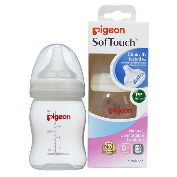 Bình sữa cổ rộng Pigeon PP Plus 160ml/ 240ml/ 330ml