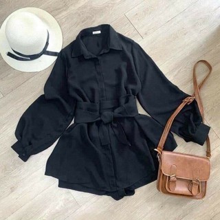 ĐẦM SƠ MI BUỘC EO ĐEN
