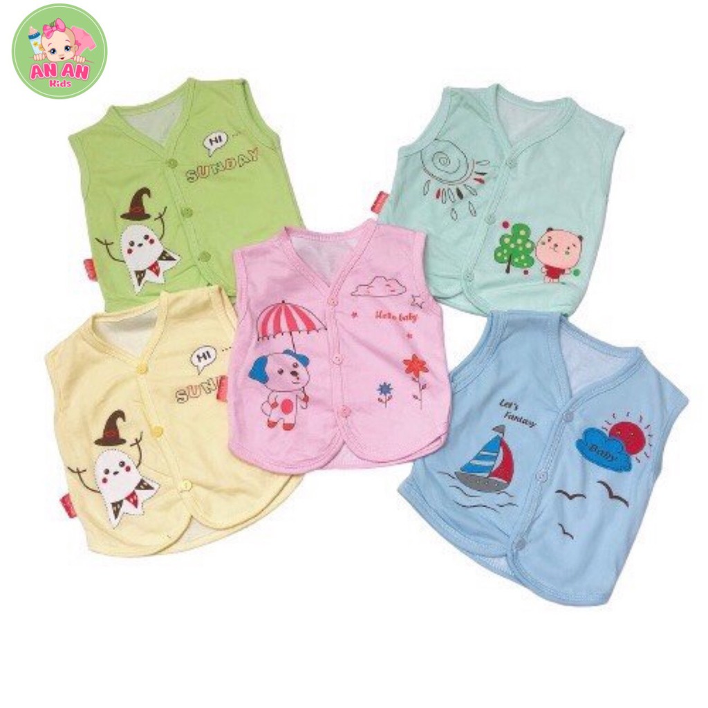 [HÀNG ĐẸP] ÁO Gile Cotton 2 Lớp Loại Đẹp Cho Bé Sơ Sinh