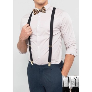 Dây Đai Quần Chữ Y – 3 Kẹp, Thun Co Dãn / Da Cá Tính, Nhiều Màu, Dây Yếm Quần, Facioshop, MA001, M01 - Nam