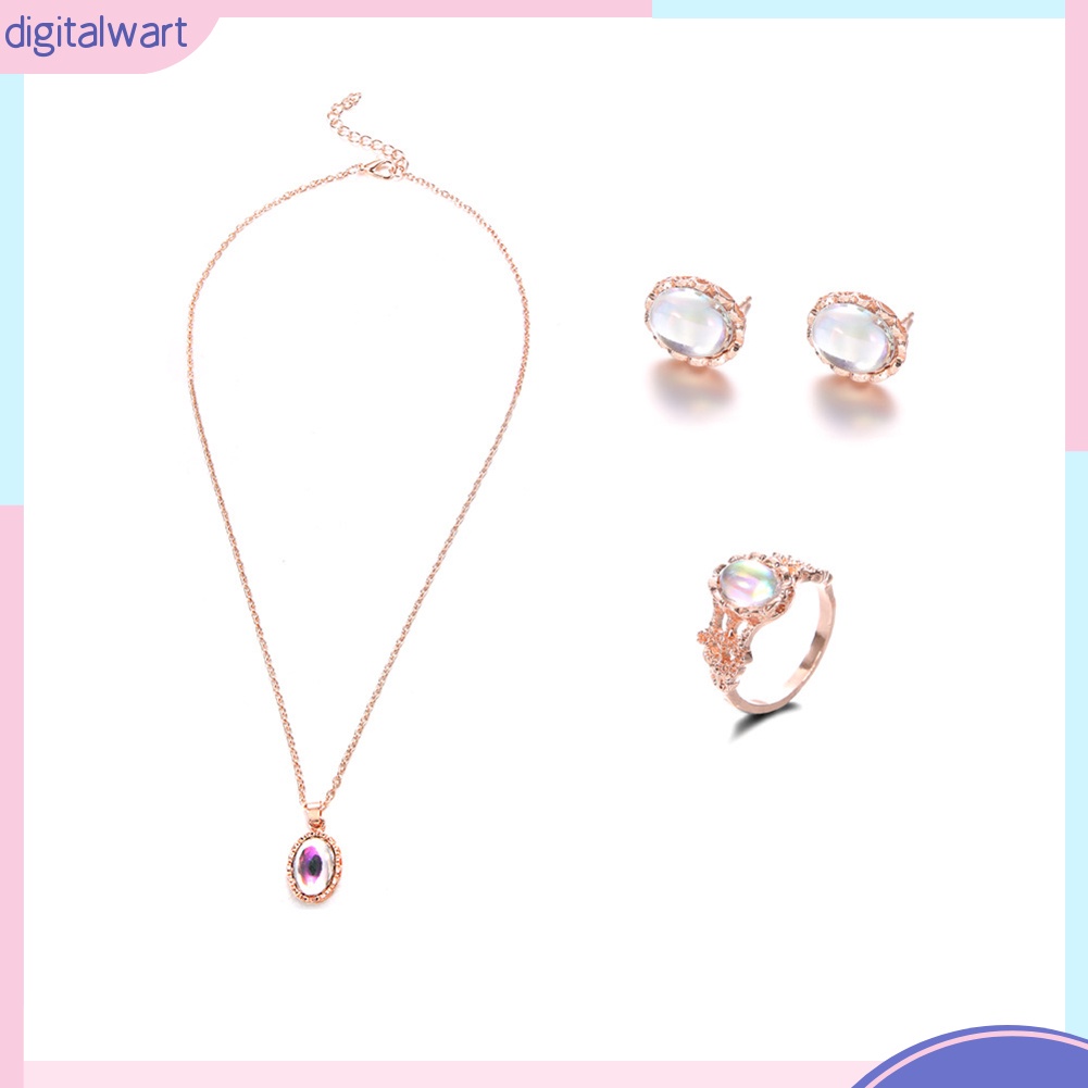 Set 3 Vòng cổ / Nhẫn / Bông Tai Đính Đá Giả Thời Trang Nữ