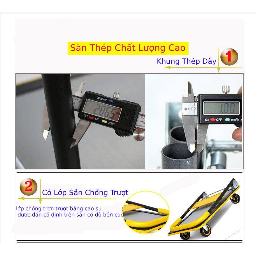 Xe Đẩy Hàng, Xe Kéo Hàng Sàn Thép Tải trọng 150kg chất lượng cao