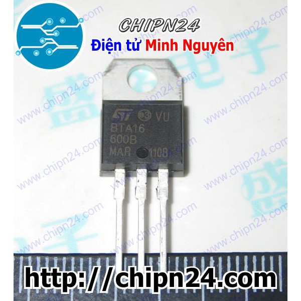 [2 CON] Triac SCR BTA16-600B TO-220 16A 600V (BTA16-600 BTA16)