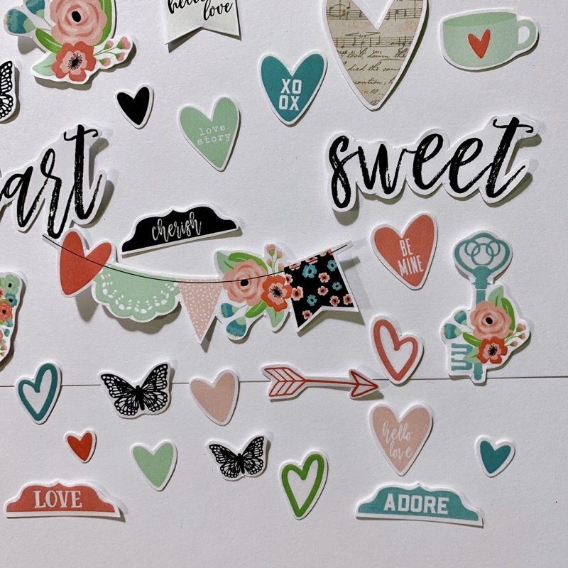 Die cut sticker romance - tình yêu, trang trí love box, scrapbook, khung ảnh 3D