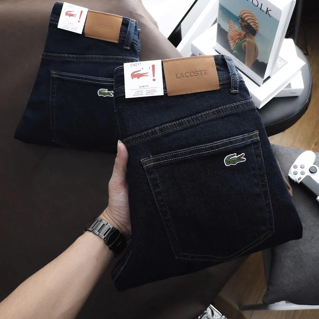 Quần jean nam LCST trơn cá xanh thêu túi sau