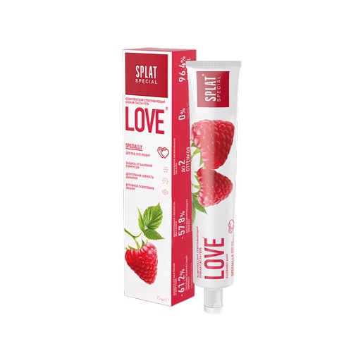 Kem Đánh Răng Cho Hơi Thở Thơm Mát SPLAT Love Special series Dạng Gel Vị Quả Mâm Xôi, Làm Sạch Mảng Bám 75ml