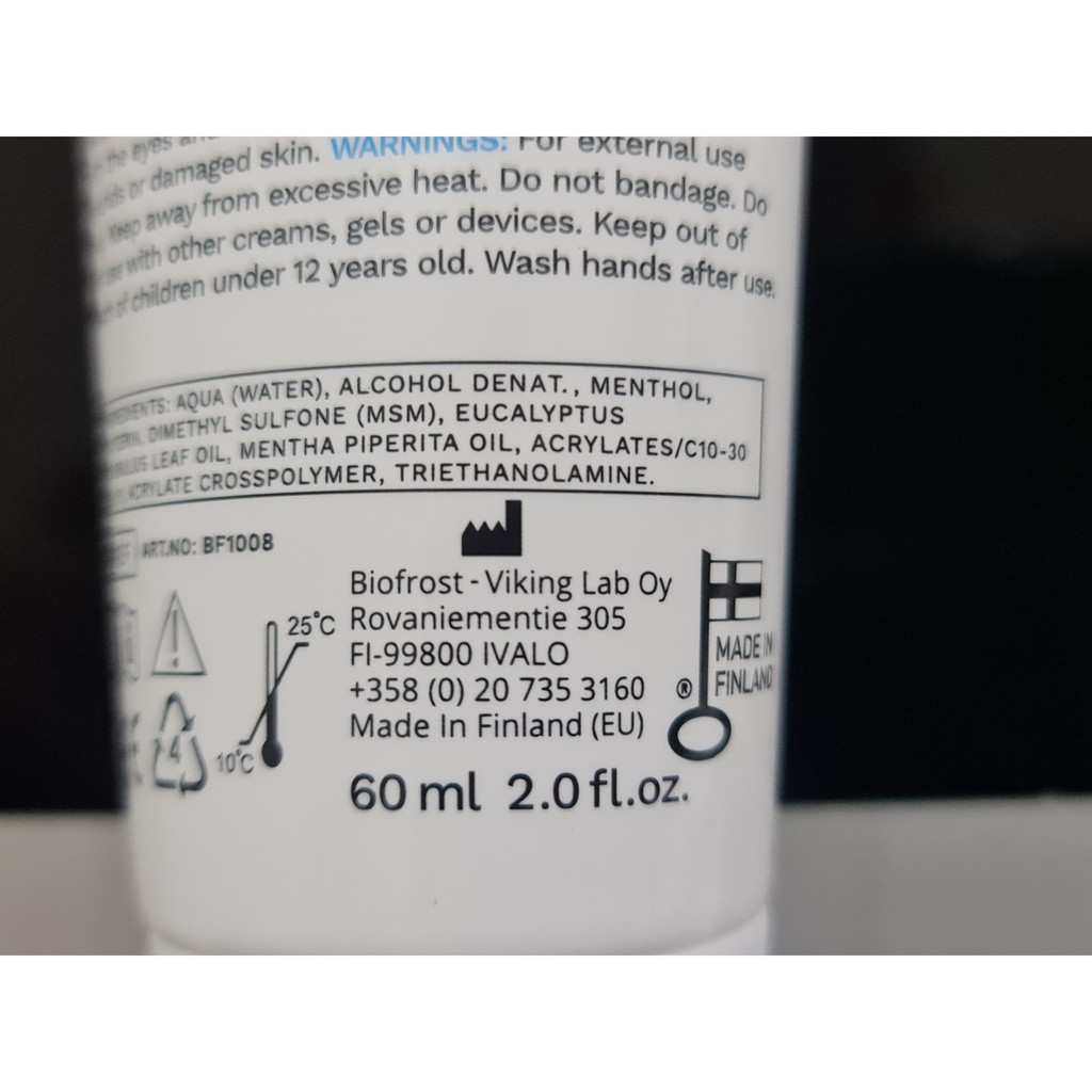 GEL GIẢM ĐAU TÁC ĐỘNG KÉP NÓNG LẠNH - BIOFROST ACTIVE- GEL GIẢM ĐAU PHẦN LAN- TỐT NHẤT TRÊN THỊ TRƯỜNG