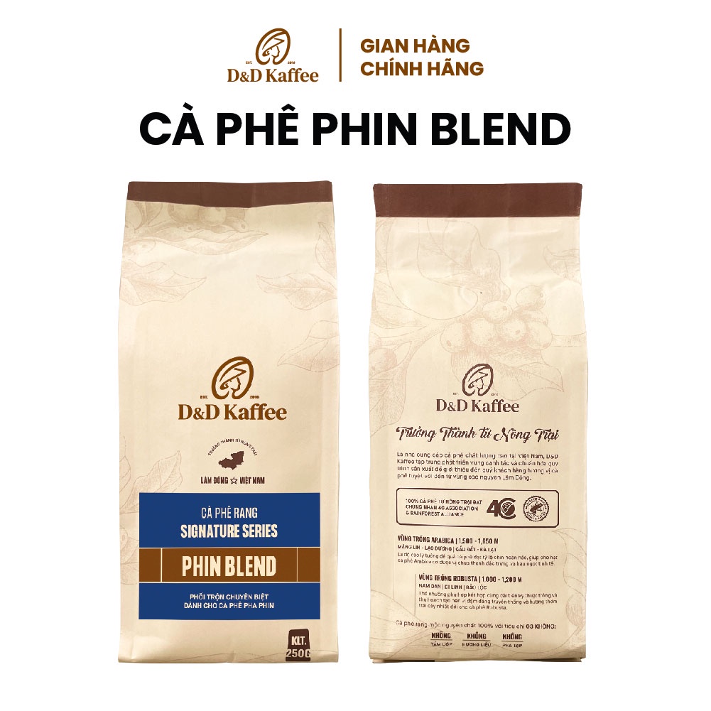 Cà phê Phin Blend Gói 250gr/500gr, Cà phê nguyên chất 100% rang mộc - D&D Kaffee