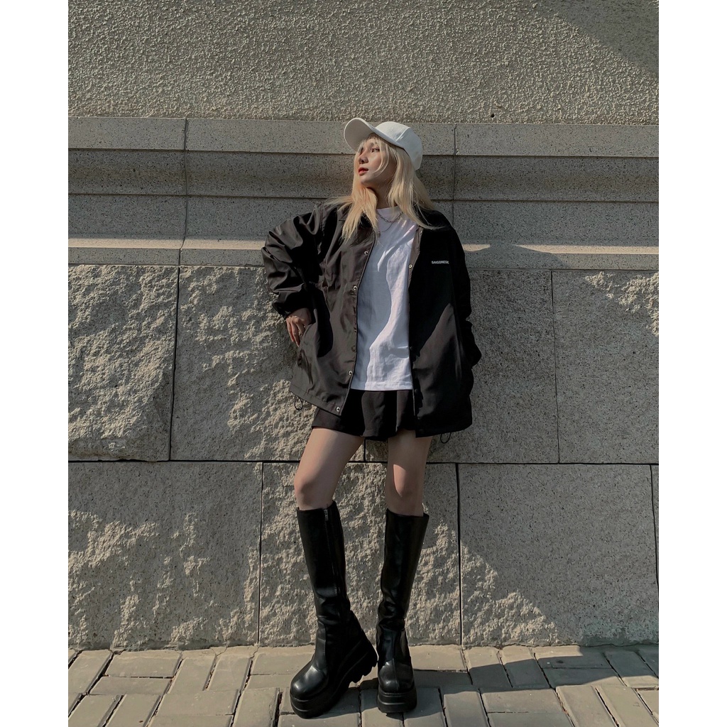 Áo Khoác Jacket Dù Phản Quang Unisex Form Rộng Nam Nữ