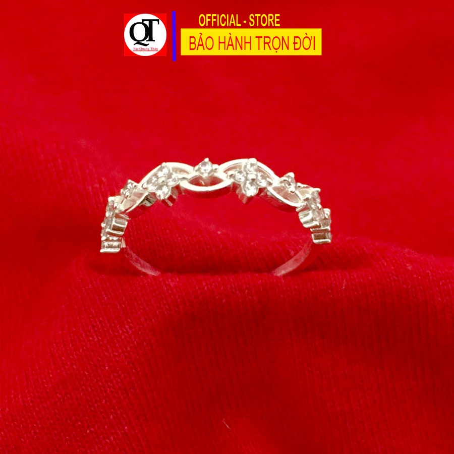Nhẫn bạc nữ đơn giản bản nhỏ gắn đá cobic trắng cao cấp thích hợp đeo tất cả ngón tay trang sức Bạc Quang Thản – QTNU71