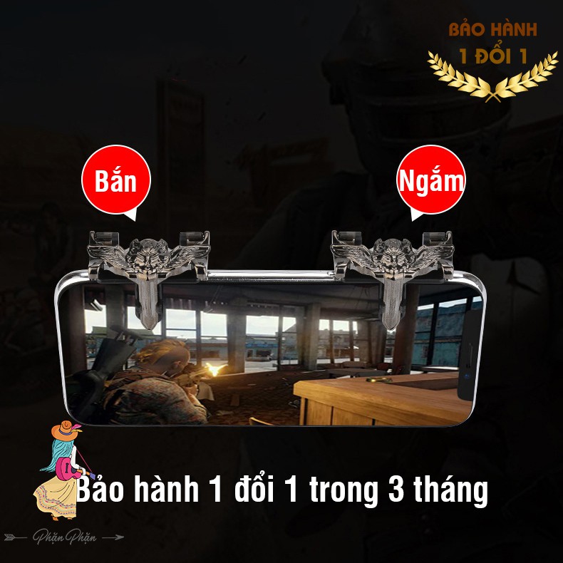 Bộ 2 nút bấm cơ chơi game sinh tồn PUBG ROS Gamepad mẫu sói bay Flying Wolf kim loại Phặn Phặn