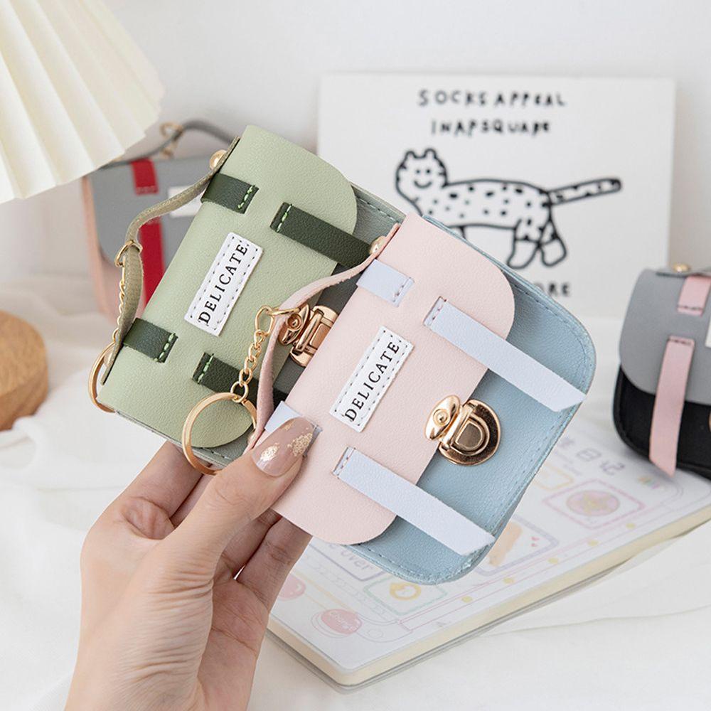 FORBETTER Ví Đựng Tiền Xu Mini Bằng Da PU Có Móc Khóa Dễ Thương Cho Bé Gái