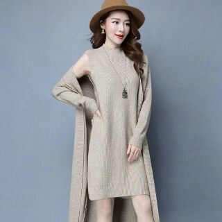 Set đầm len kèm áo