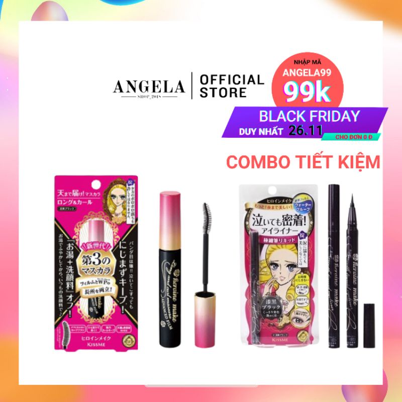 Combo mascara và kẻ mắt nước Kiss me ( gồm 1 kẻ chuốt mi và 1 kẻ mắt nước)