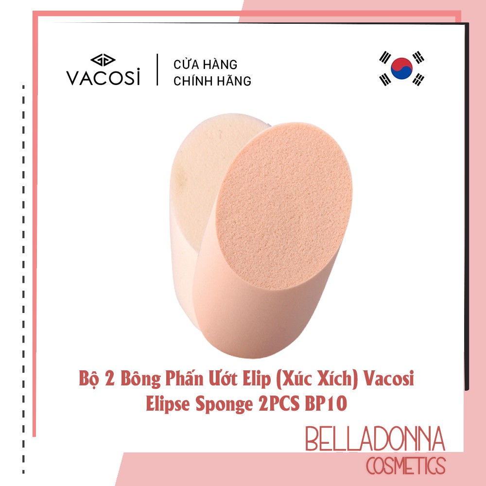 [Hàng Chính Hãng] Bộ 2 Bông Phấn Ướt Elip (Xúc Xích) Vacosi Elipse Sponge 2PCS BP10