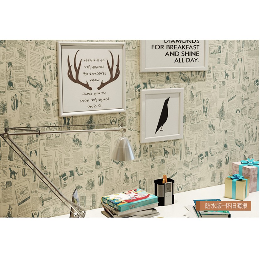 Decal giấy dán tường báo chữ (khổ rộng 0.45m)