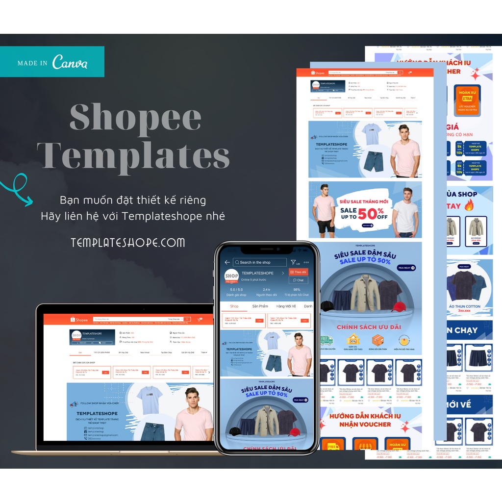 Template Shopee instagram facebook trang trí shop ngành thời trang nam