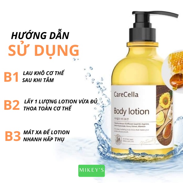 Sample sữa dưỡng thể CHỐNG NẮNG Carecella Mikeybeauty92 TRẮNG DA chính hãng Hàn Quốc (SET 10 gói)