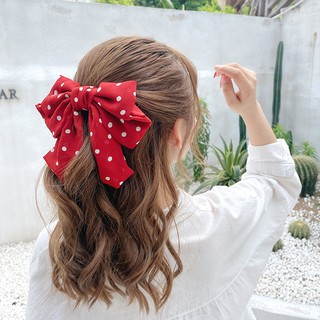 Kẹp tóc nữ Phối thắt nơ Chấm bi CUTE