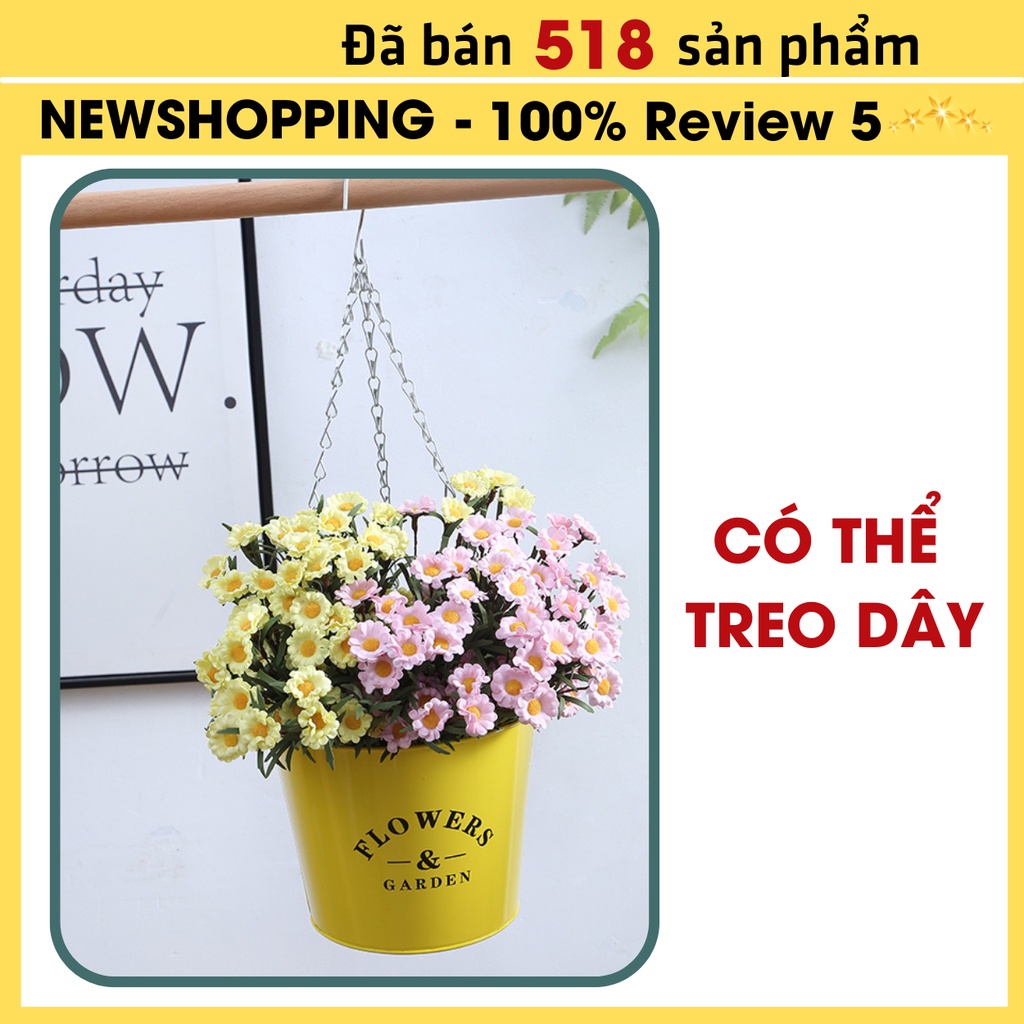 Chậu sắt trồng hoa trang trí, xô cắm hoa bằng thiếc