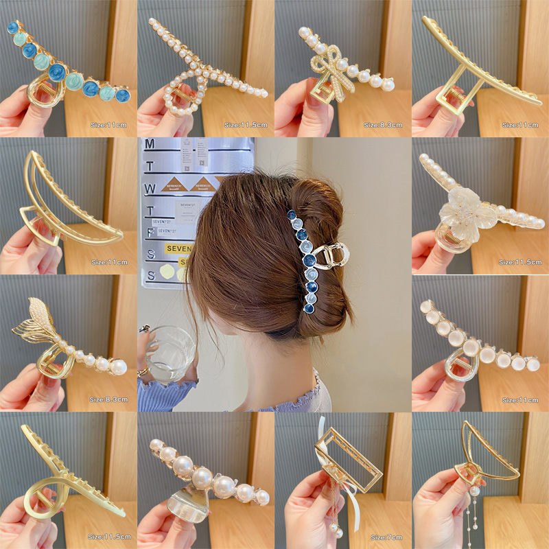 Kẹp Tóc Kim Loại Đính Ngọc Trai Nhân Tạo Thời Trang Hàn Quốc