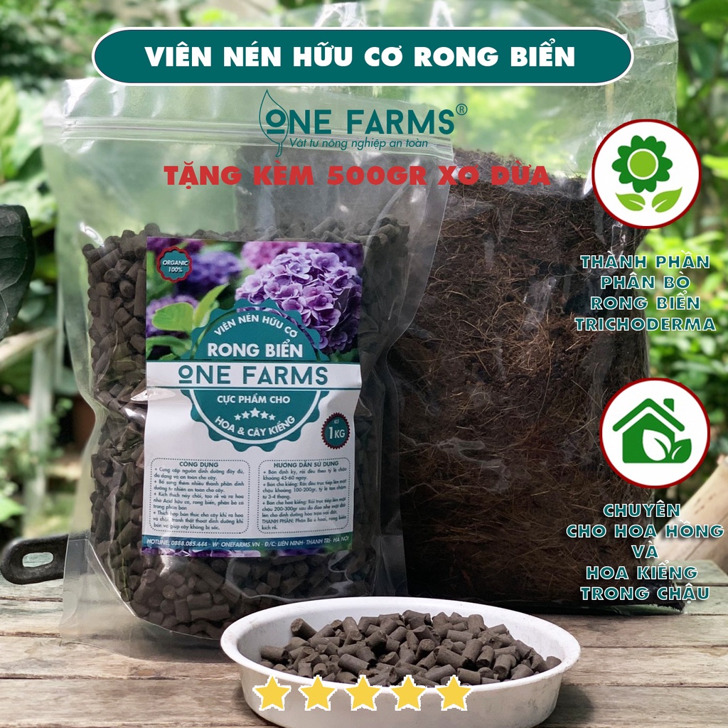 [1kg - mua 5 tặng 1 xơ dừa] Viên nén hữu cơ rong biển cực phẩm cho hoa và cây kiểng trồng trong chậu.