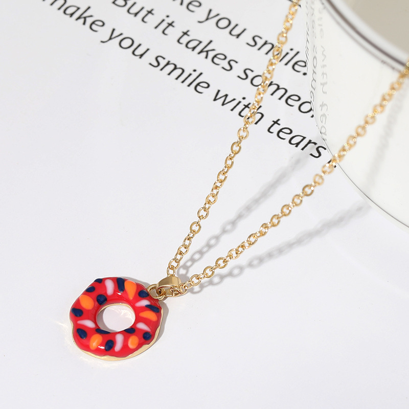 Vòng Cổ Kết Hợp Nhẫn Hình Bánh Donut Phong Cách Hàn Quốc Thời Trang Unisex 23571