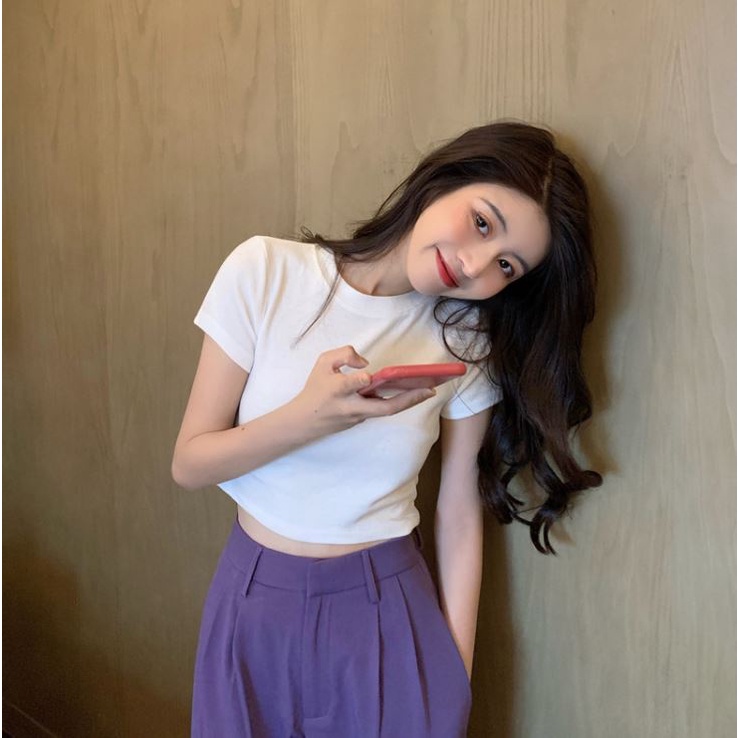 Áo Croptop Nữ Tay Ngắn Hot Girl Chất Cotton Thấm Hút Mồ Hôi