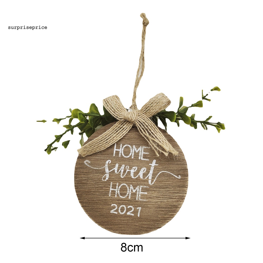 Bảng hiệu chào mừng bằng gỗ tròn với lá giả trang trí nhà ở Vintage