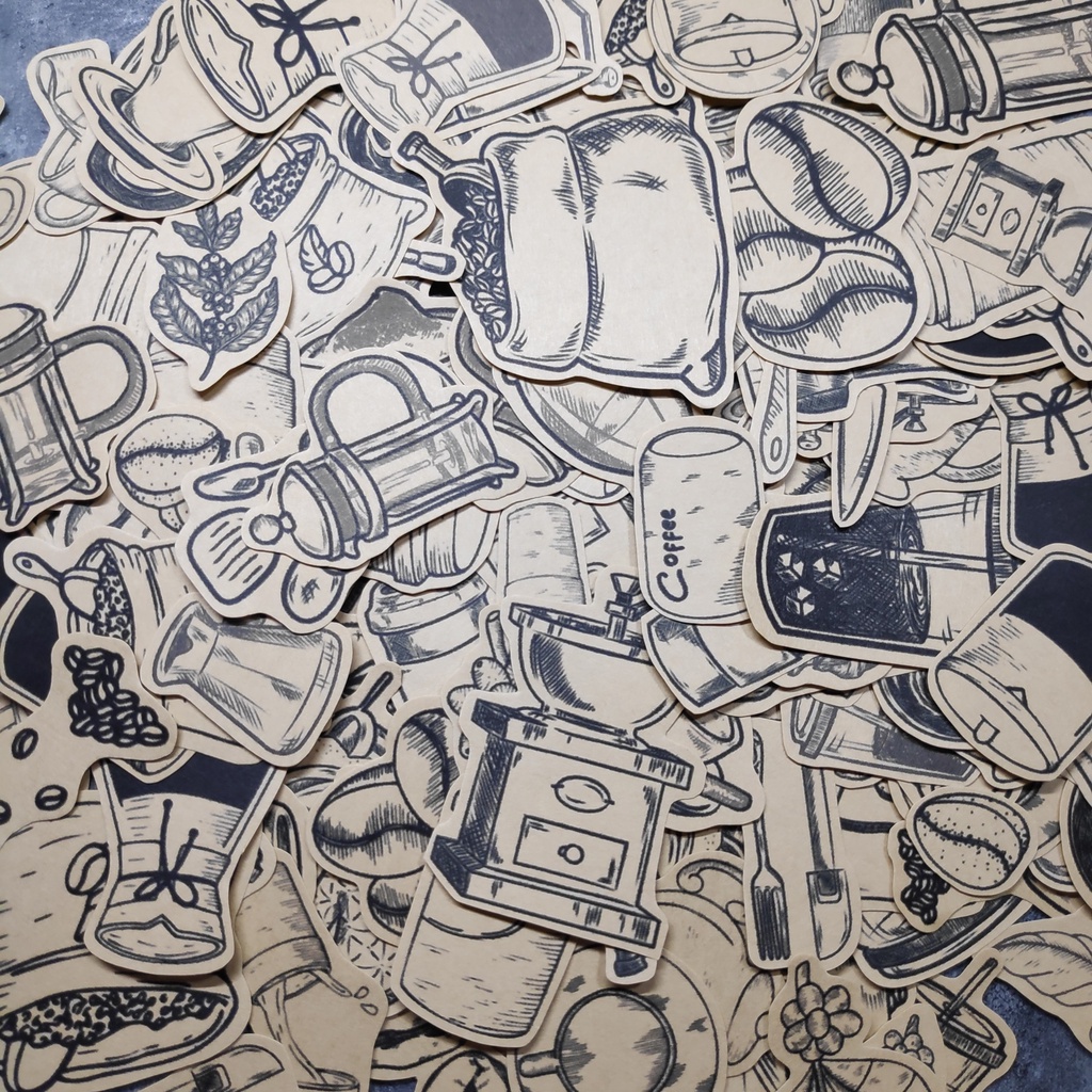 Set 30 hình dán sticker vintage, paper craft phong cách cổ điển trang trí sổ tay, toploader, máy tính