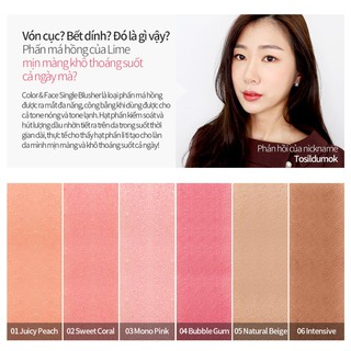 Phấn Má Hồng Đa Năng Lime Color & Face Single Blusher 4.5g