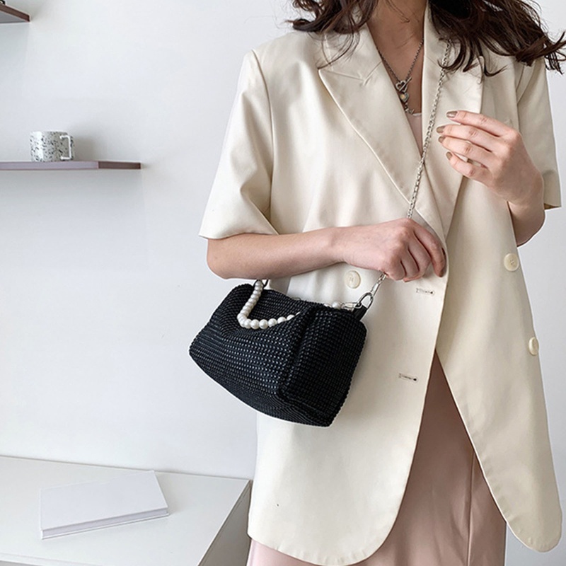 Túi Xách Kẹp Nách / Đeo Chéo Đính Ngọc Trai Tinh Tế Thời Trang Cho Nữ