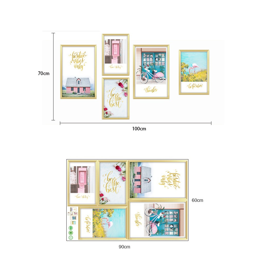 Bộ Tranh Decal Trang Trí Dán Tường 5 Khung Ảnh T08