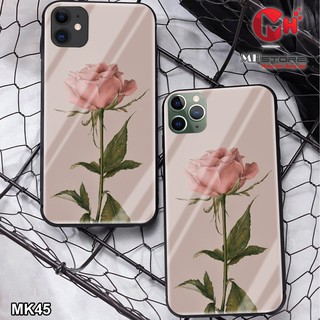 Ốp lưng cường lực hình hoa hồng MK45 cho điện thoại iPhone