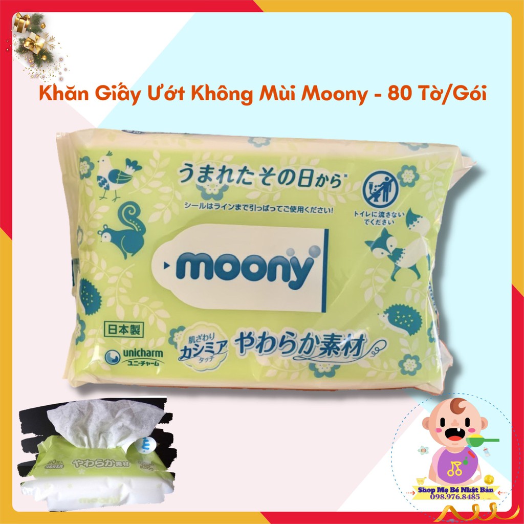 Khăn Giấy Ướt Moony - 80 tờ/ bịch [ Nhật Bản ]